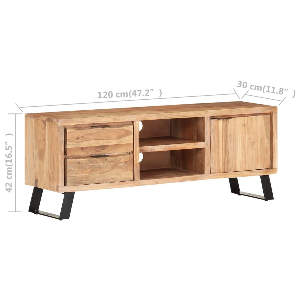 vidaXL Έπιπλο Τηλεόρασης Live Edge 120x30x42 εκ. Μασίφ Ξύλο Ακακίας