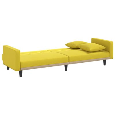 vidaXL Καναπές Κρεβάτι Ανοιχτό Κίτρινο Υφασμάτινος με Μαξιλάρια