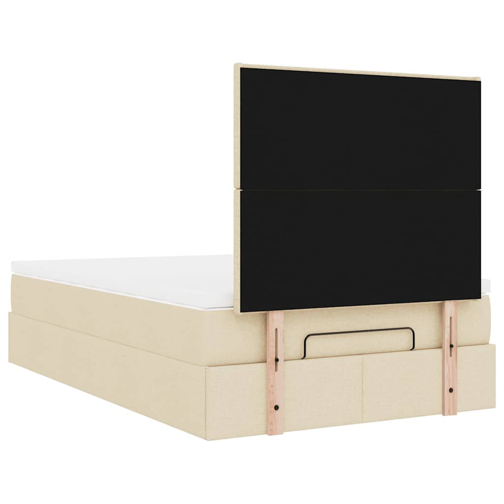 vidaXL Οθωμανικό κρεβάτι με στρώμα Cream 120x200cm ύφασμα