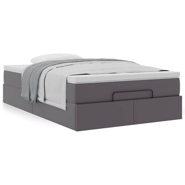 vidaXL Οθωμανικό κρεβάτι με στρώμα Γκρι 120x200cm Faux Leather