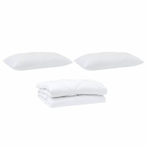 vidaXL Πάπλωμα με μαξιλάρι 3 pcs Λευκό Μικροΐνες