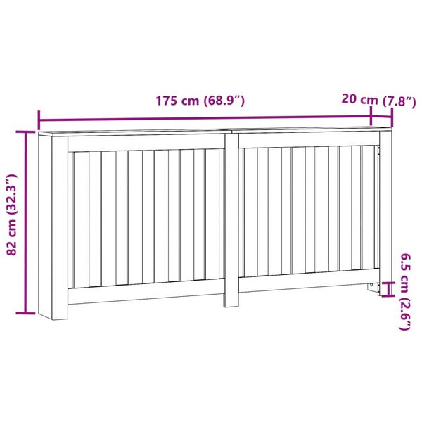 vidaXL Κάλυμμα Καλοριφέρ Μαύρο 175x20x82 εκ. από Επεξεργασμένο Ξύλο