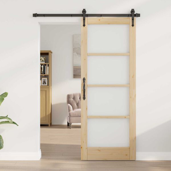 vidaXL Συρόμενη Πόρτα ORKDAL Καφέ 78 x 202 εκ. Ξύλο και μέταλλο