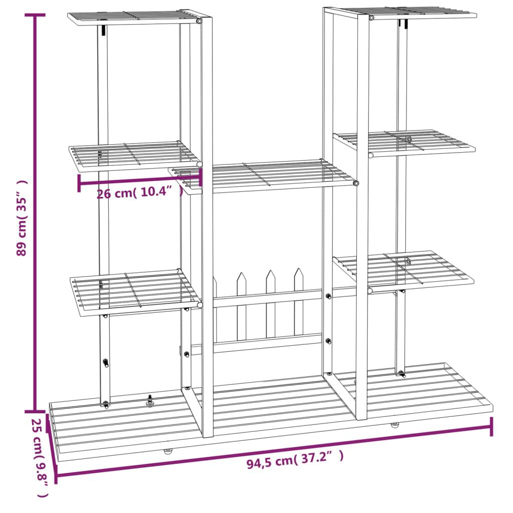 vidaXL Βάση Λουλουδιών Μαύρη 94,5 x 25 x 89 εκ. Σιδερένια