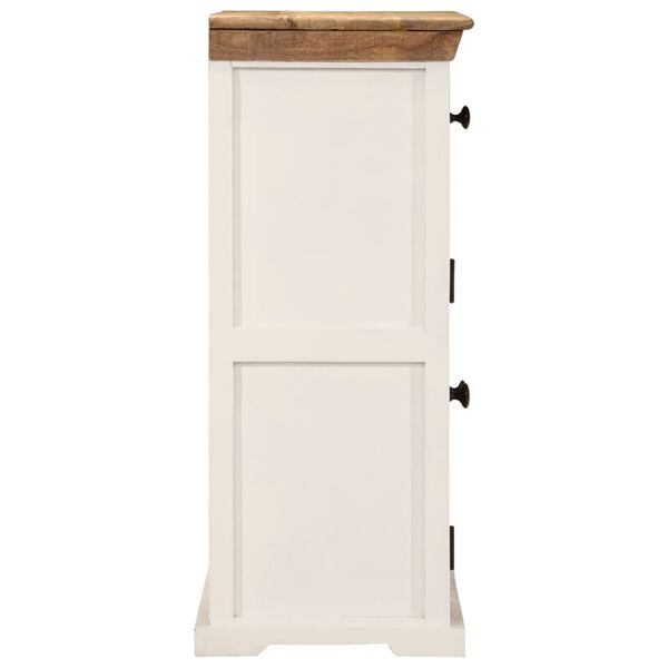 vidaXL Ντουλάπι Λευκό και Καφέ 55x30x73 εκ. Μασίφ Ακατεργ. Ξύλο Μάνγκο