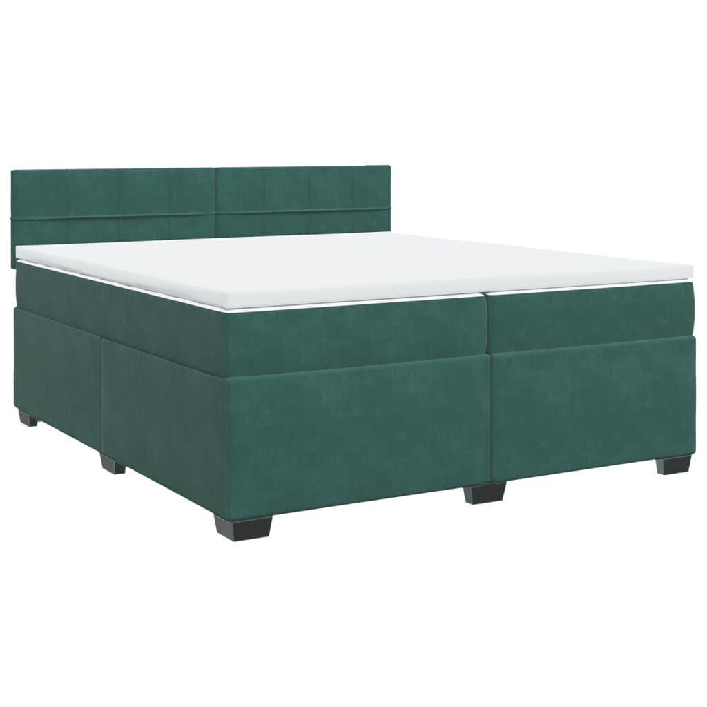 vidaXL Κρεβάτι Boxspring με Στρώμα Σκούρο Πράσινο 200x200εκ. Βελούδινο