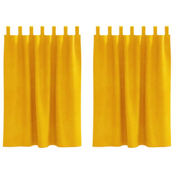 vidaXL Κουρτίνες 2 pcs κίτρινο μουσταρδί 140 x 140 cm Βελούδο