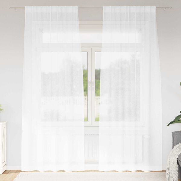 vidaXL Κουρτίνες με κουρτίνες 2 pcs Λευκό 140 x 260 εκ. Πολυεστέρας