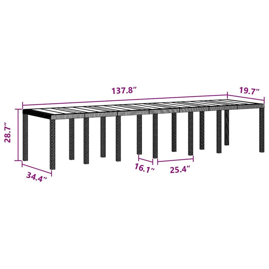 vidaXL Σέτ φαγητού για κήπο 13 pcs Ανθρακί Rattan Polt