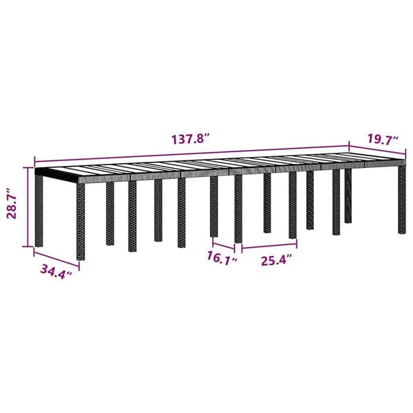 vidaXL Σέτ φαγητού για κήπο 13 pcs Ανθρακί Rattan Polt