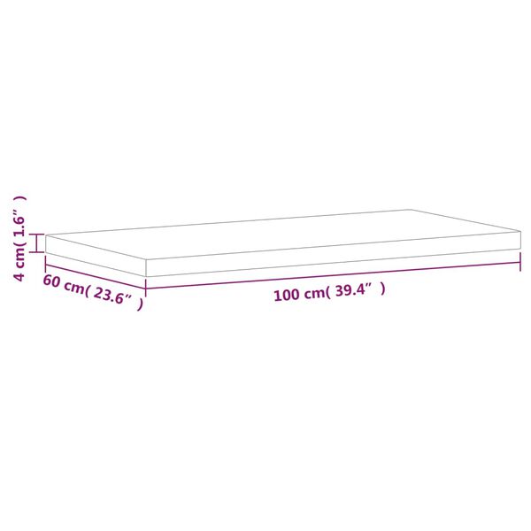 vidaXL Επιφάνεια Τραπεζιού Ορθογώνια 100x60x4 εκ. Μασίφ Ξύλο Οξιάς