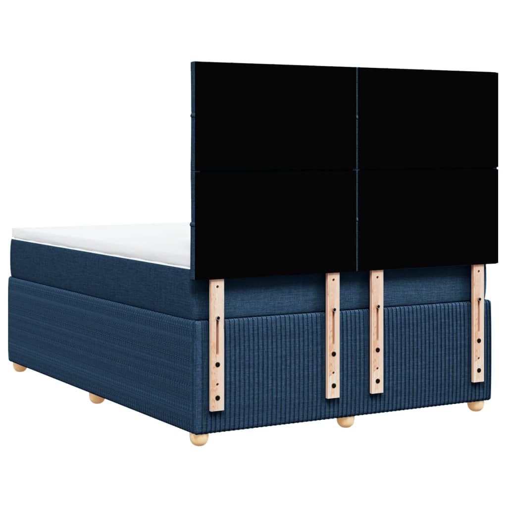 vidaXL Κρεβάτι Boxspring με Στρώμα Μπλε 140x190 εκ. Υφασμάτινο