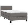 vidaXL Κρεβάτι Boxspring με Στρώμα Γκρι 100x200εκ. από Συνθετικό Δέρμα