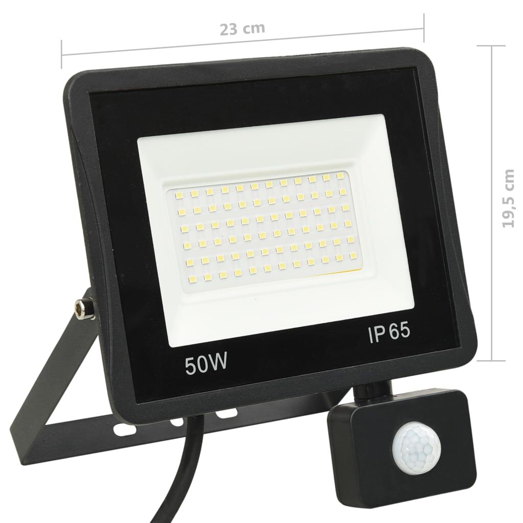 vidaXL Προβολέας LED με Αισθητήρα Θερμό Λευκό 50 W