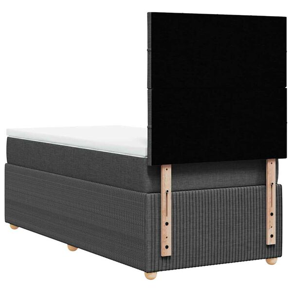 vidaXL Κρεβάτι Boxspring με Στρώμα Σκούρο Γκρι 90x200 εκ. Υφασμάτινο