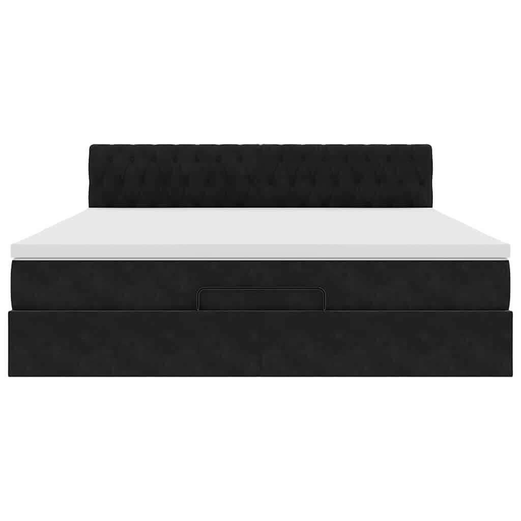 vidaXL Οθωμανικό κρεβάτι με στρώμα Μαύρο 180x200cm Velvet