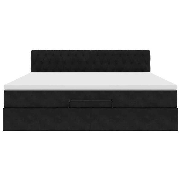 vidaXL Οθωμανικό κρεβάτι με στρώμα Μαύρο 180x200cm Velvet