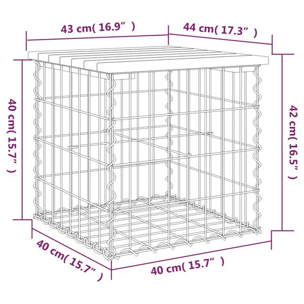 vidaXL Πάγκος Κήπου Συρματοκιβώτιο 43 x 44 x 42 εκ. Μασίφ Ψευδοτσούγκα