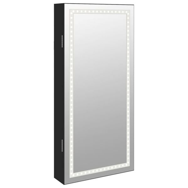 vidaXL Έπιπλο Κοσμημάτων με Καθρέφτη/LED Φώτα Επιτοίχιο Μαύρο