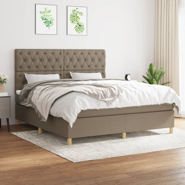 vidaXL &Kappa;&rho;&epsilon;&beta;ά&tau;&iota; Boxspring &mu;&epsilon; &Sigma;&tau;&rho;ώ&mu;&alpha; Taupe 160x200 &epsilon;&kappa;. &Upsilon;&phi;&alpha;&sigma;&mu;ά&tau;&iota;&nu;&omicron;