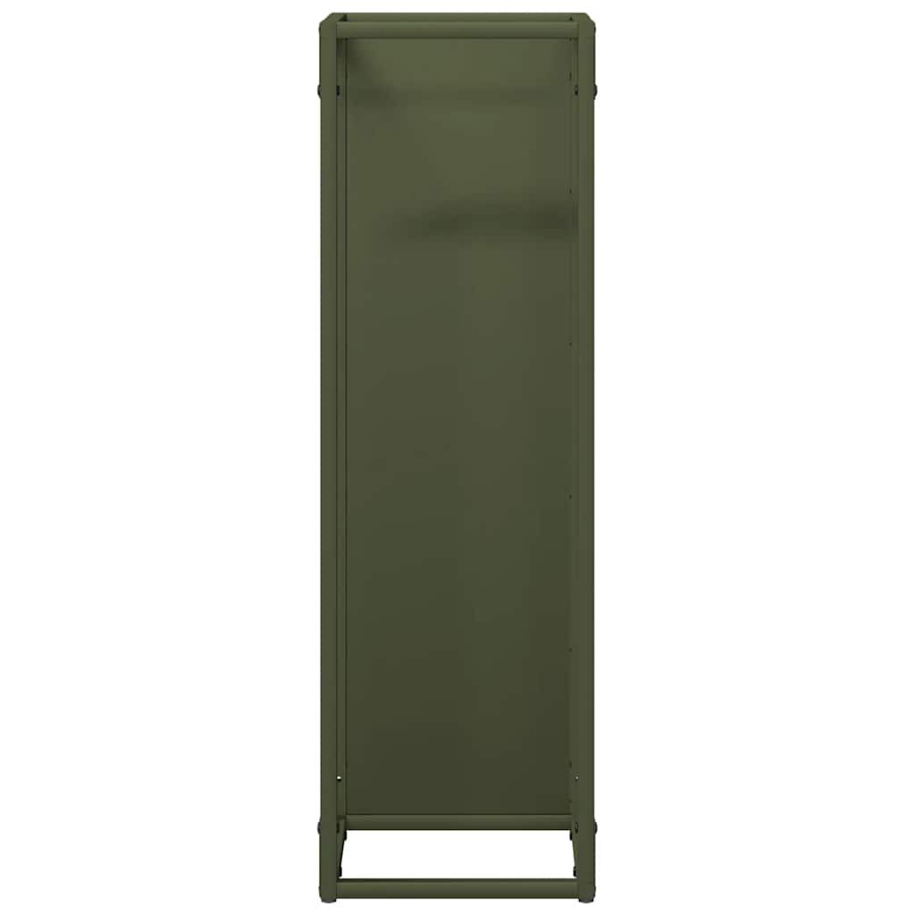 vidaXL Ράφι για καυσόξυλα Ελαιοπράσινο 25x25x80cm Ατσάλι ψυχρής έλασης