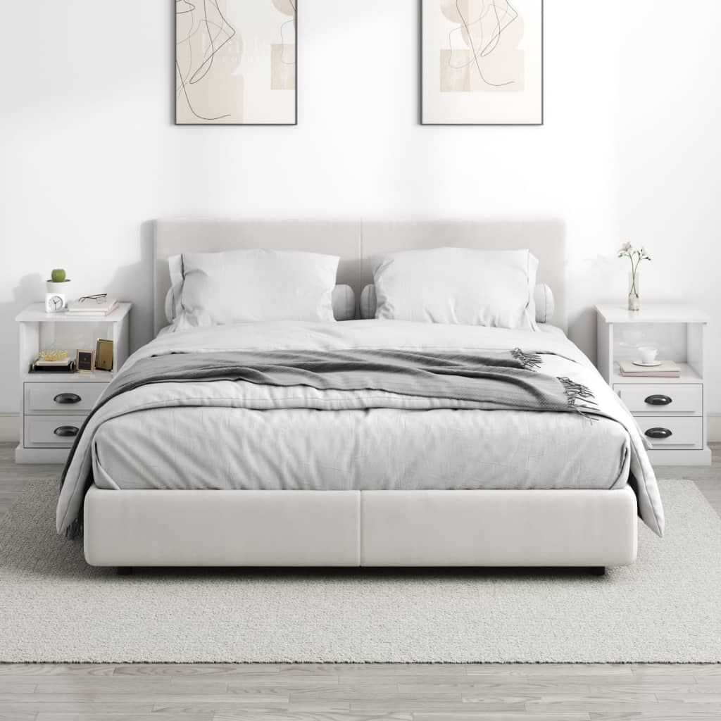 vidaXL Κομοδίνα 2 τεμ. Γυαλιστερό Λευκό 43x36x60 εκ.