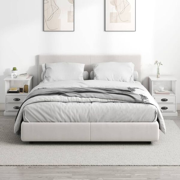 vidaXL Κομοδίνα 2 τεμ. Γυαλιστερό Λευκό 43x36x60 εκ.