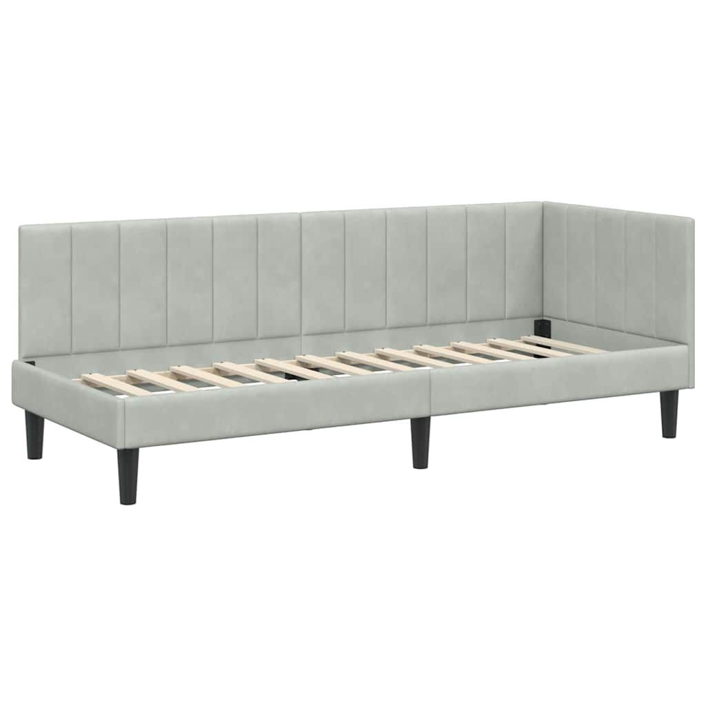 vidaXL Κρεβάτι Γωνίας με στρώμα Ανοιχτό γκρι 80 x 200 cm Βελούδο