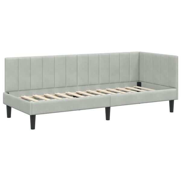 vidaXL Κρεβάτι Γωνίας με στρώμα Ανοιχτό γκρι 80 x 200 cm Βελούδο