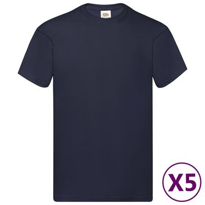 Fruit of the Loom T-shirt Original 5 τεμ. Σκούρο Μπλε S Βαμβακερά