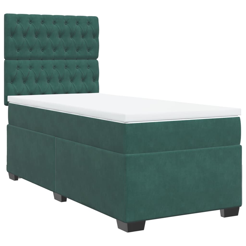 vidaXL Κρεβάτι Boxspring με Στρώμα Σκούρο Πράσινο 80x200 εκ. Βελούδινο