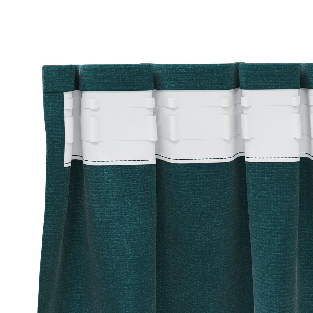 Curtains blackout vidaXL με κορδέλα 2 τεμ Σκούρο Πράσινο Βελούδο