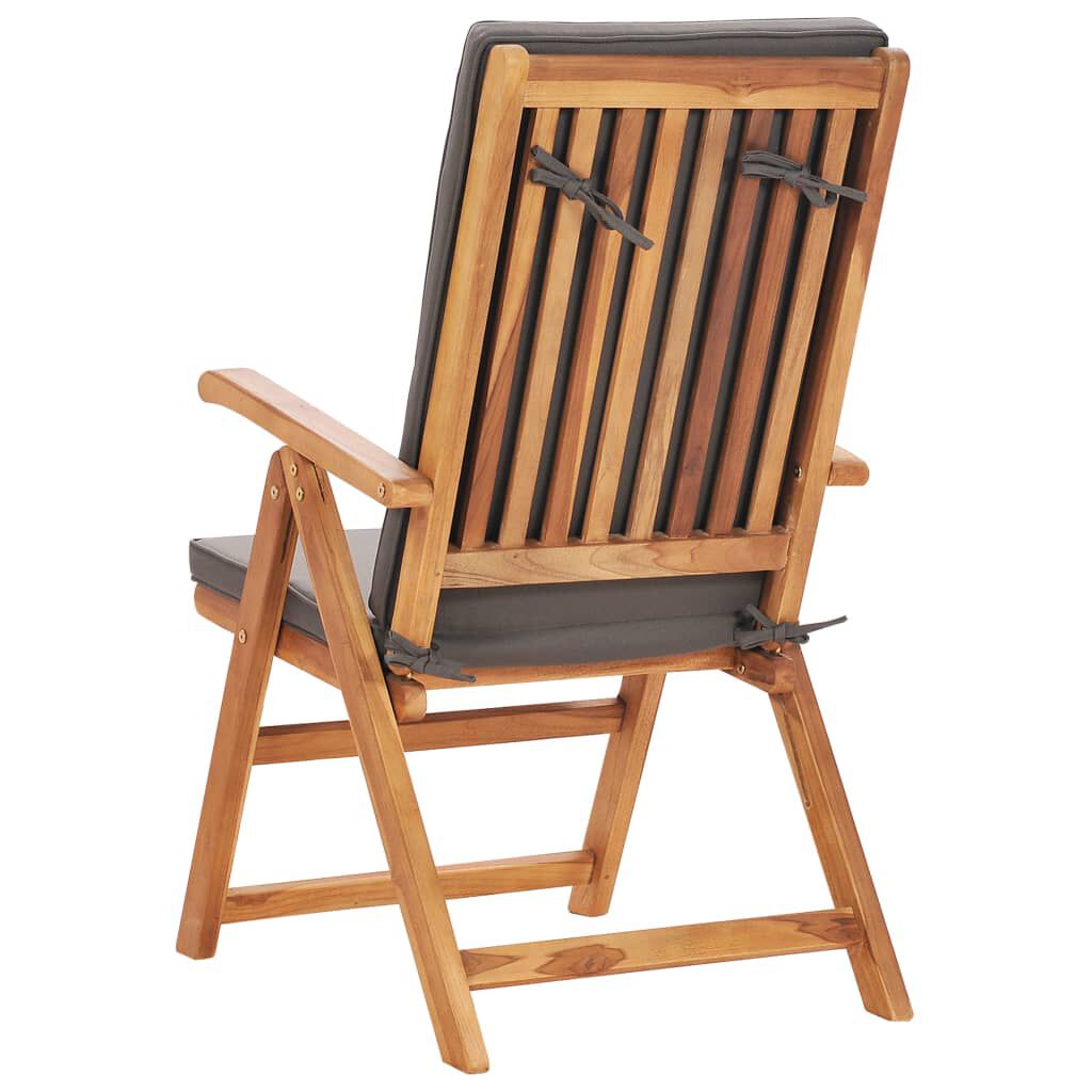 vidaXL Σετ Τραπεζαρίας Κήπου 9 Τεμ. Μασίφ Ξύλο Teak με Γκρι Μαξιλάρια