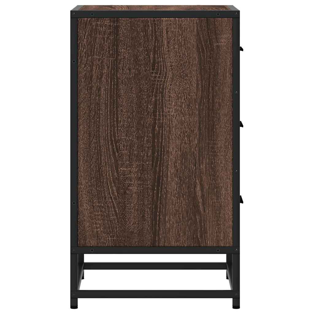 vidaXL Κομοδίνο καφέ δρυς 40x34,5x60cm Κατασκευασμένο ξύλο και μέταλλο