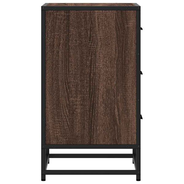 vidaXL Κομοδίνο καφέ δρυς 40x34,5x60cm Κατασκευασμένο ξύλο και μέταλλο