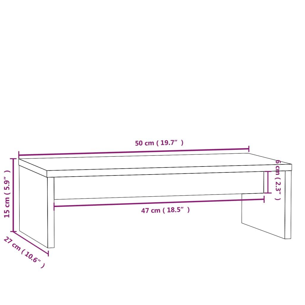 vidaXL Βάση Οθόνης Λευκή 50 x 27 x 15 εκ. από Μασίφ Ξύλο Πεύκου