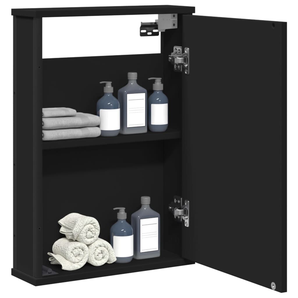 vidaXL Καθρέφτης Μπάνιου με Ντουλάπι Μαύρος 42x12x60 εκ. Επεξ. Ξύλο