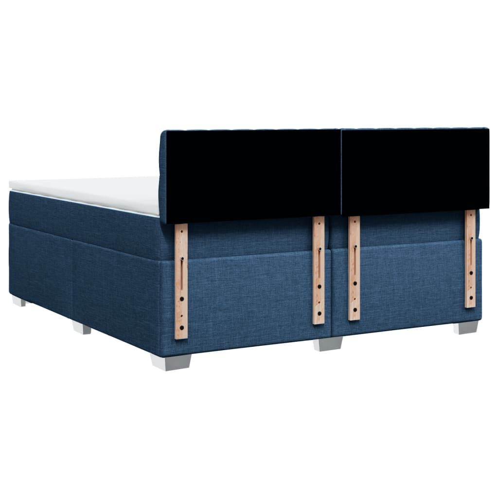 vidaXL Κρεβάτι Boxspring με Στρώμα Μπλε 200x200 εκ. Υφασμάτινο