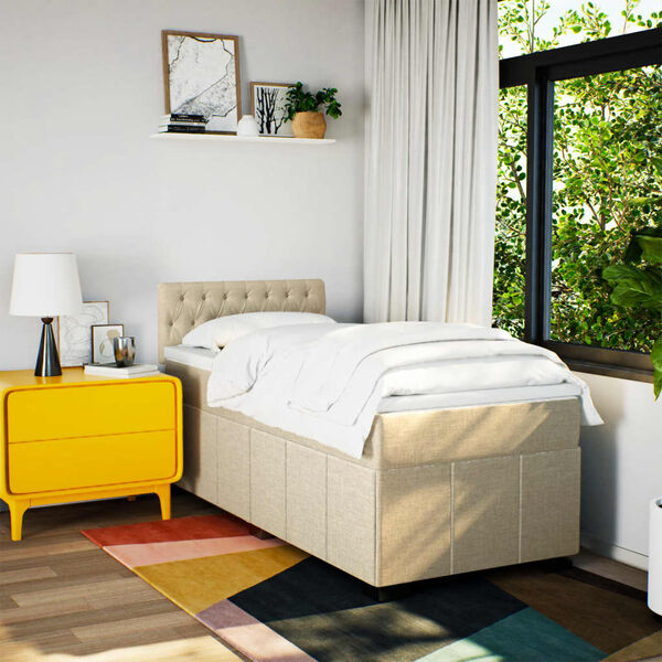 vidaXL &Kappa;&rho;&epsilon;&beta;ά&tau;&iota; Boxspring &mu;&epsilon; &Sigma;&tau;&rho;ώ&mu;&alpha; &Kappa;&rho;&epsilon;&mu; 90x200 &epsilon;&kappa;.&Upsilon;&phi;&alpha;&sigma;&mu;ά&tau;&iota;&nu;&omicron;