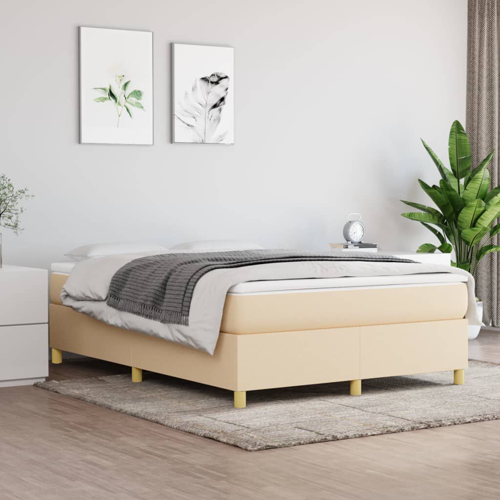vidaXL Κρεβάτι Boxspring με Στρώμα Κρεμ 140x190 εκ. Υφασμάτινο