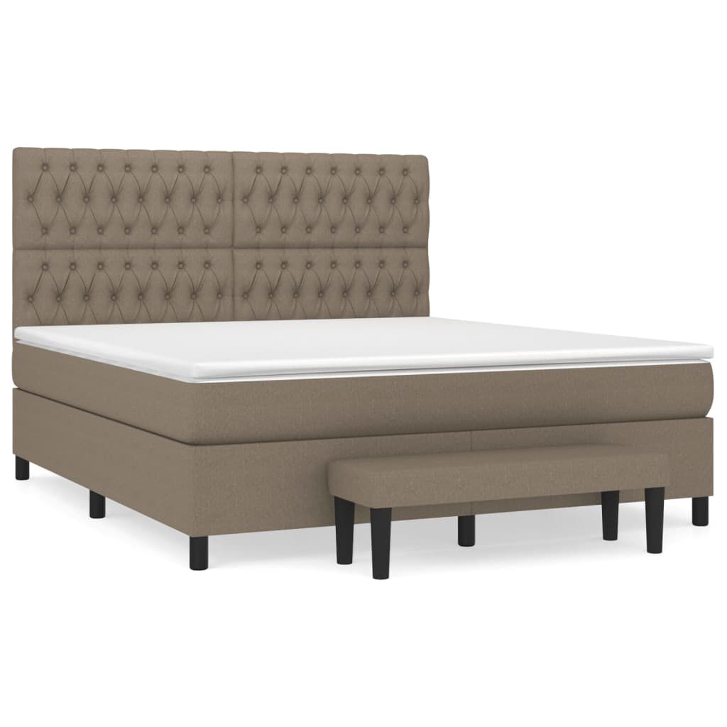 vidaXL Κρεβάτι Boxspring με Στρώμα Taupe 180x200 εκ. Υφασμάτινο
