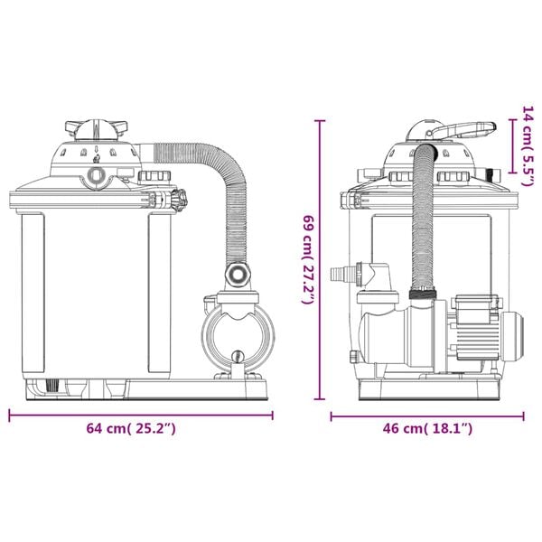 vidaXL Αντλία / Φίλτρο Άμμου με Χρονοδιακόπτη 550 W 50 Λίτρα