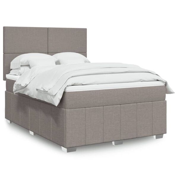 vidaXL &Kappa;&rho;&epsilon;&beta;ά&tau;&iota; Boxspring &mu;&epsilon; &Sigma;&tau;&rho;ώ&mu;&alpha; Taupe 140x190 &epsilon;&kappa;. &Upsilon;&phi;&alpha;&sigma;&mu;ά&tau;&iota;&nu;&omicron;