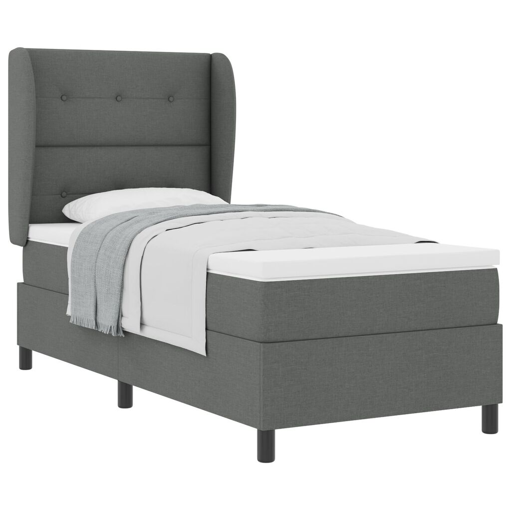 κρεβάτι με στρώμα vidaXL Box Spring Γκρι 100x200 εκ Υφάσματος