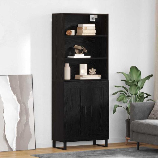 vidaXL Highboard &Mu;&alpha;ύ&rho;&eta; &Omicron;&xi;&upsilon;ά 69,5 x 34 x 180 &epsilon;&kappa;. &Epsilon;&pi;&epsilon;&xi;&epsilon;&rho;&gamma;&alpha;&sigma;&mu;έ&nu;&omicron; &xi;ύ&lambda;&omicron;