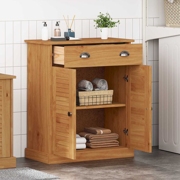 vidaXL Ντουλάπι Μπάνιου καφέ μελί 68 x 34 x 80 εκ Μασίφ ξύλο πεύκου
