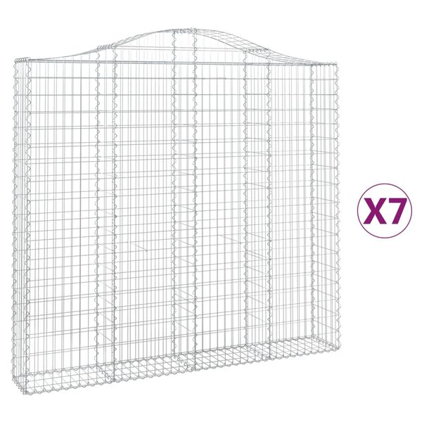 vidaXL Συρματοκιβώτια Τοξωτά 7 τεμ. 200x30x180/200 εκ. Γαλβαν. Ατσάλι