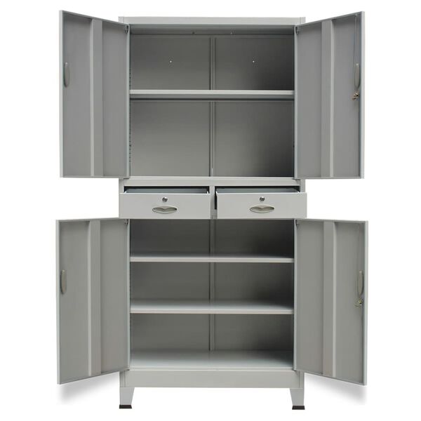 vidaXL Ντουλάπα Γραφείου με 4 Πόρτες Γκρι 90 x 40 x 180 εκ. Ατσάλινη