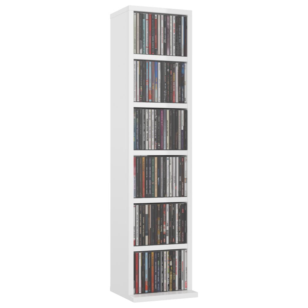 vidaXL Έπιπλο για CD Γυαλιστερό Λευκό 21x20x88 εκ. Επεξεργασμένο Ξύλο