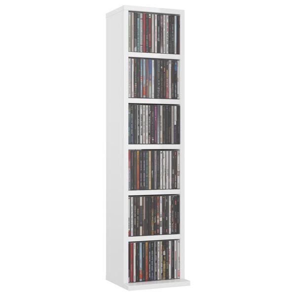vidaXL Έπιπλο για CD Γυαλιστερό Λευκό 21x20x88 εκ. Επεξεργασμένο Ξύλο